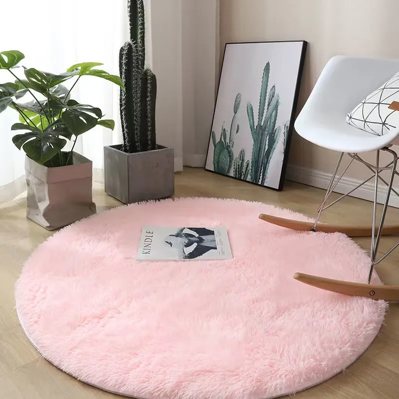 Plush round carpet living Room Decoration Children s Bedroom fluffy white carpet