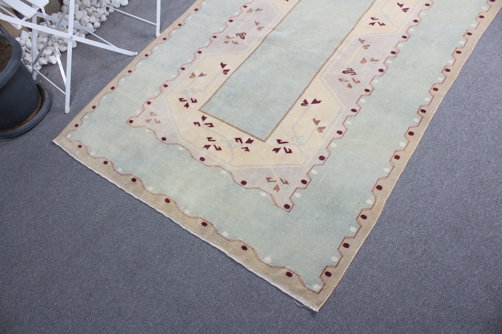 4,3×6,1 ft Turkish Vintage Rug, Area Rug, Green Wool Rug