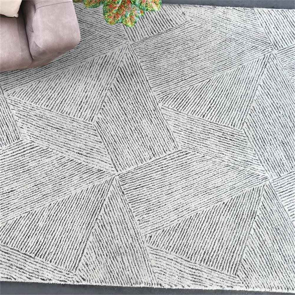 Uttermost Paonia 108×144″ Modern Wool Geometric Rug in Gray and Ivory
