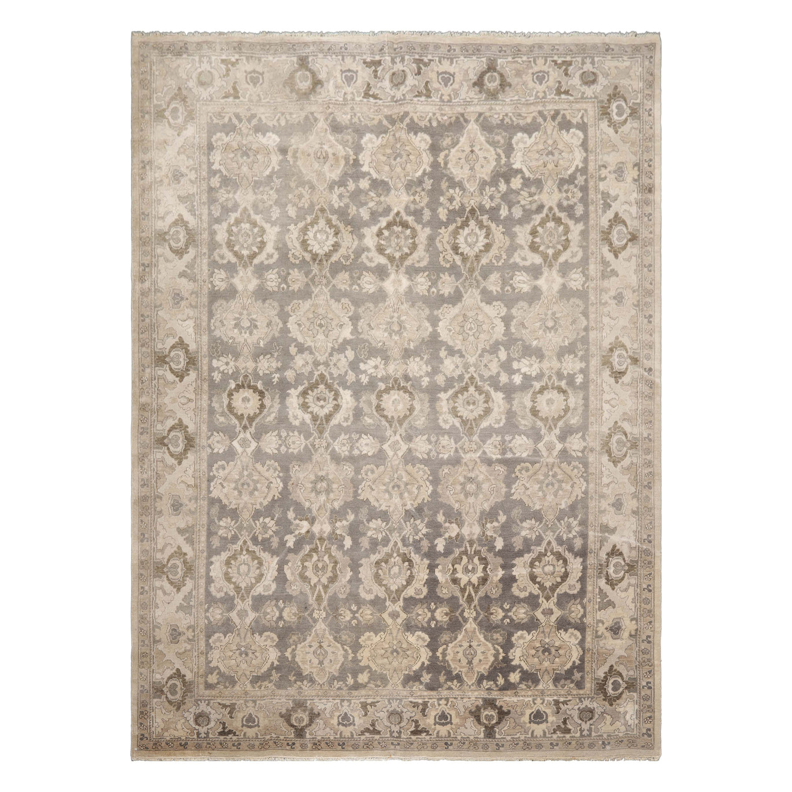 LoomBloom 7’9”x11’1″ Gray Hand Knotted Distress Traditional Oushak Wool Rug