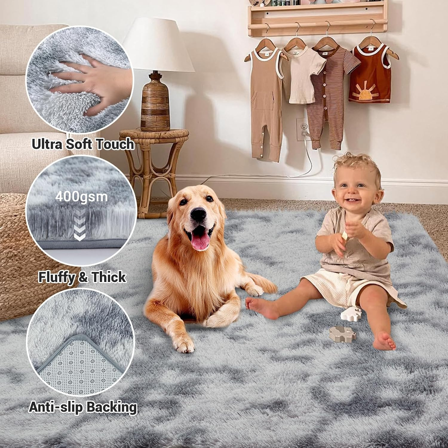 2’X6′ Soft Fluffy Runner Rug for Hallway, Tie-Dye Fuzzy Shaggy Runner for Bedsid