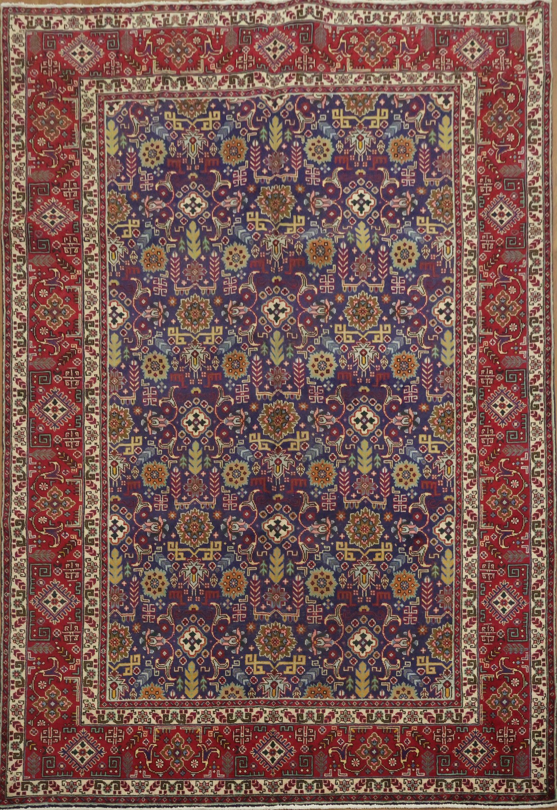 Blue Living Room Area Rug 7×10 Traditional Hand-made Vintage Wool Classic Carpet
