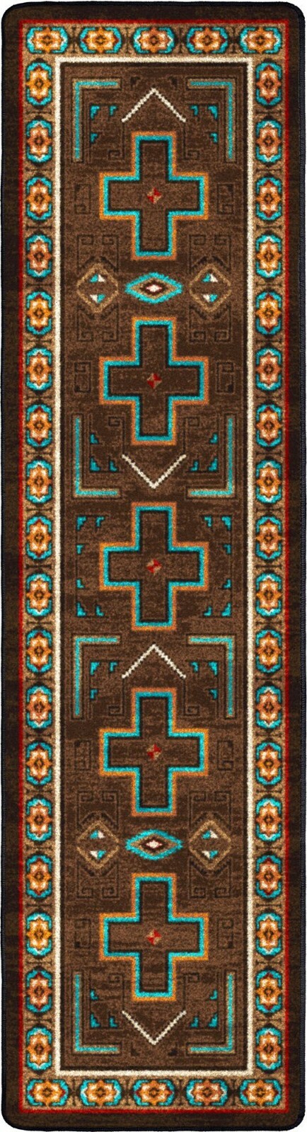 Sawtooth Mojave Sunset Cross Southwestern Country Farmhouse Runner Rug 2’x8′