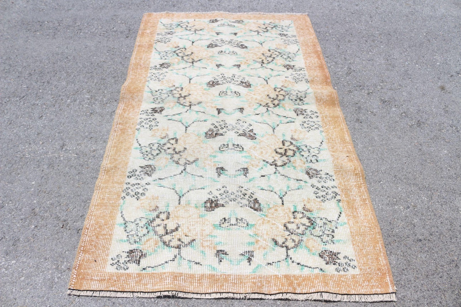 3,9×7 ft Turkish Rug, Vintage Area Rug, Brown White Camouflage Rug