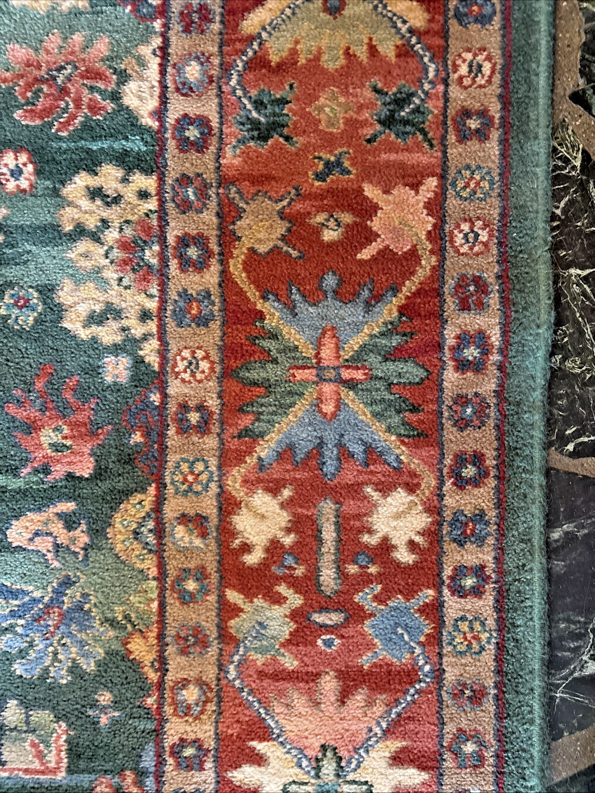 Karastan~5’9″ x 9′ “KUBA” #797 RARE VARIEGATED TEAL RUG/CARPET ~Very Fine