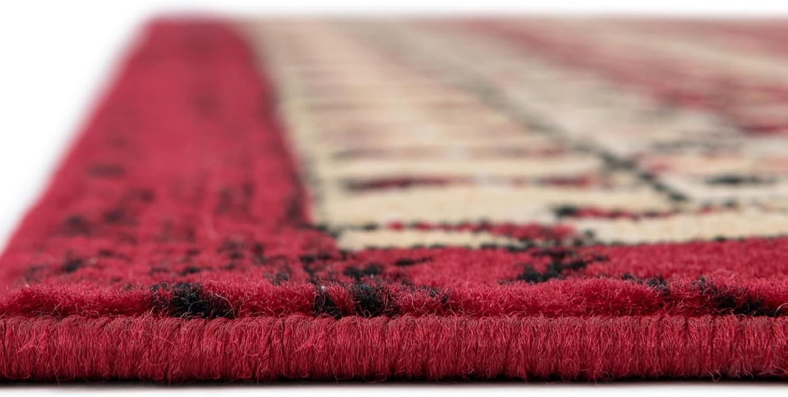 Geometric Tribal Area Rug Runner – Taftan Collection, Red/Gold, 2′ 11″ x 16′ 5