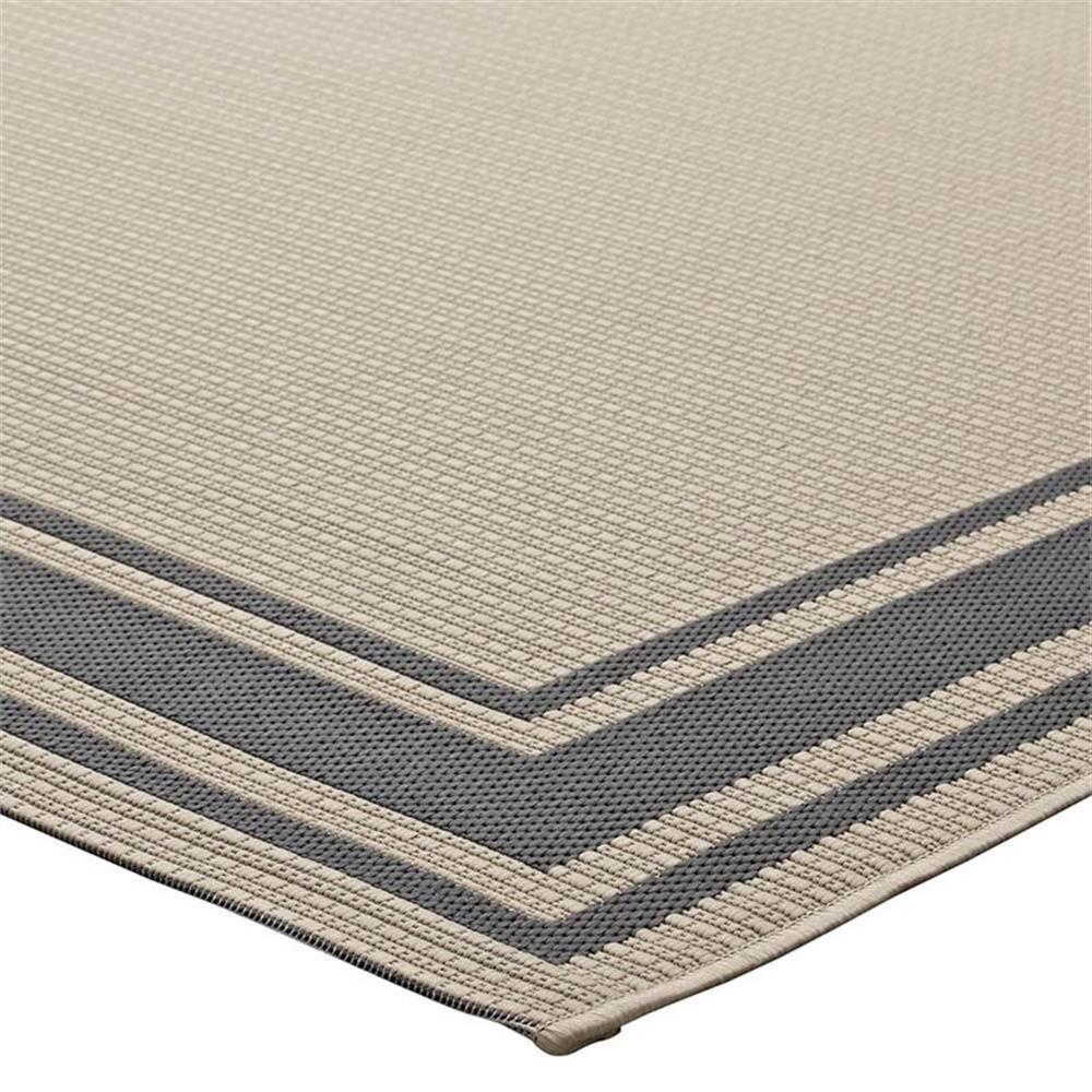 Modway Rim 63×90.5″ Solid Border Indoor and Outdoor Area Rug in Gray and Beige