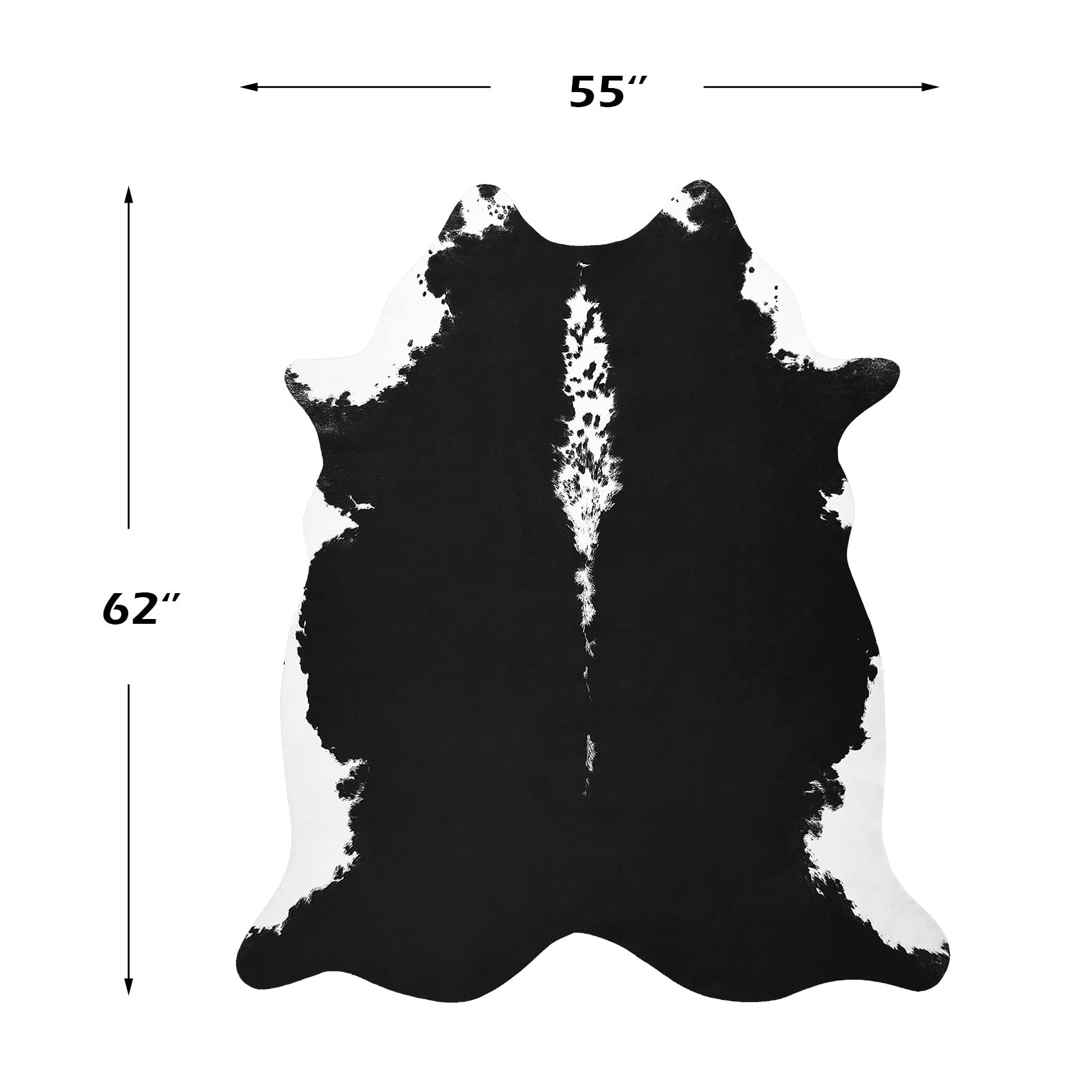 Premium Cowhide Rug Black, Faux Cow Hide Rugs for Living Room Bedroom Western…
