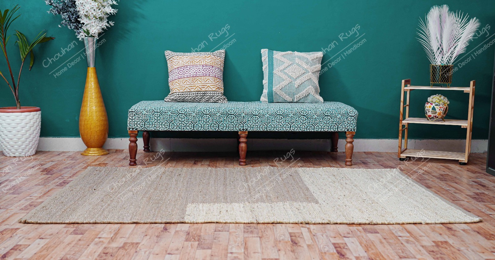 Indian handwoven Hemp , Jute Runner Rug For Living Home Decor Rug