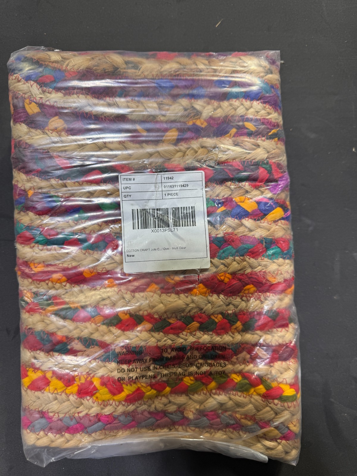 Jute Chindi Braid Rag Rug – Boho Farmhouse Rustic Area Accent Throw Rug 2×3