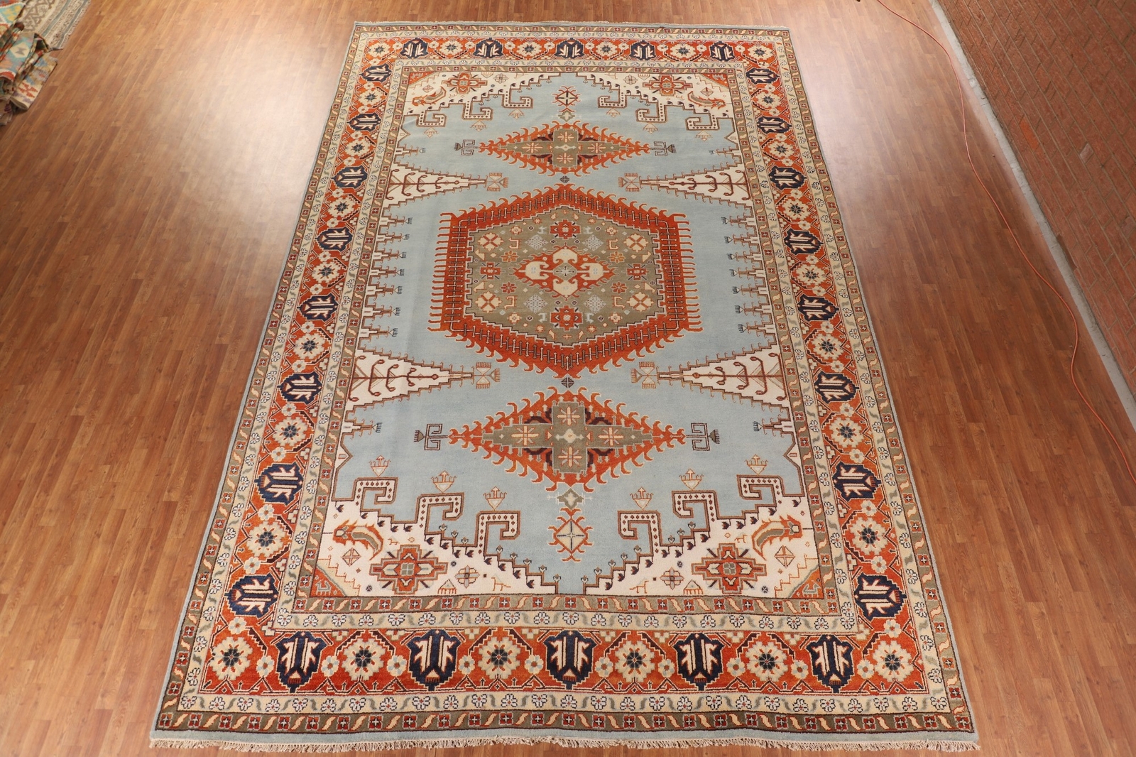 handcrafted tribal Light Blue Palace Rug Viss Geometric Rug Large 12×18 ft