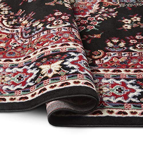 Home Dynamix Premium Sakarya Traditional Medallion Border Area Rug, Black,
