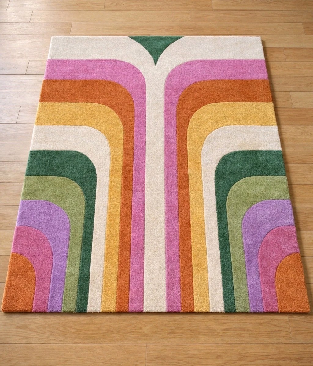 Retro Boho Rug Hand Tufted Rug Modern Rug Geometric Area Rug 3×5 4×6 5×8 6×8 8×8