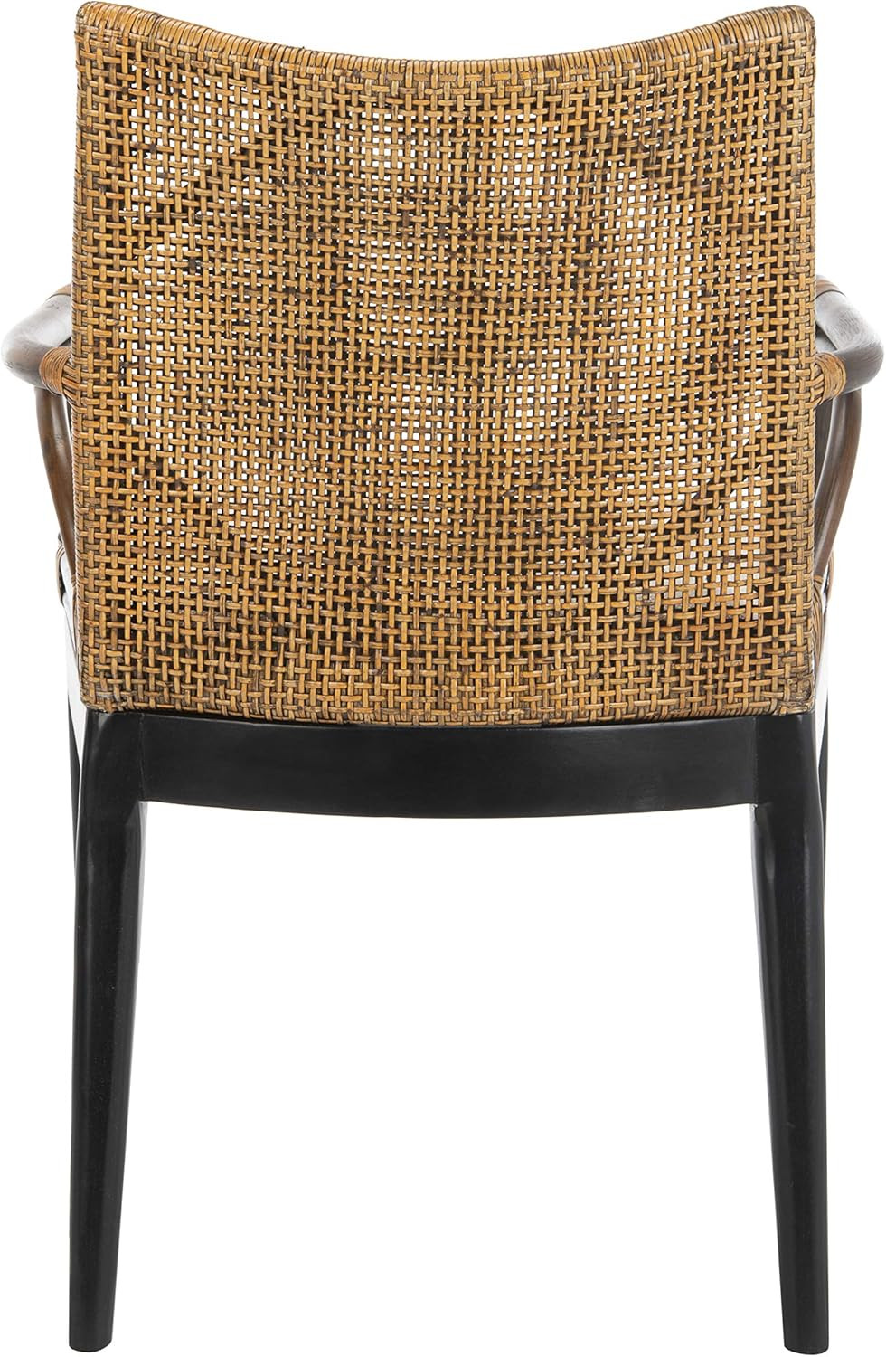 Home Collection – Gianni Brown & Black Solid Wood Rattan Arm Chair, Tropical Coa