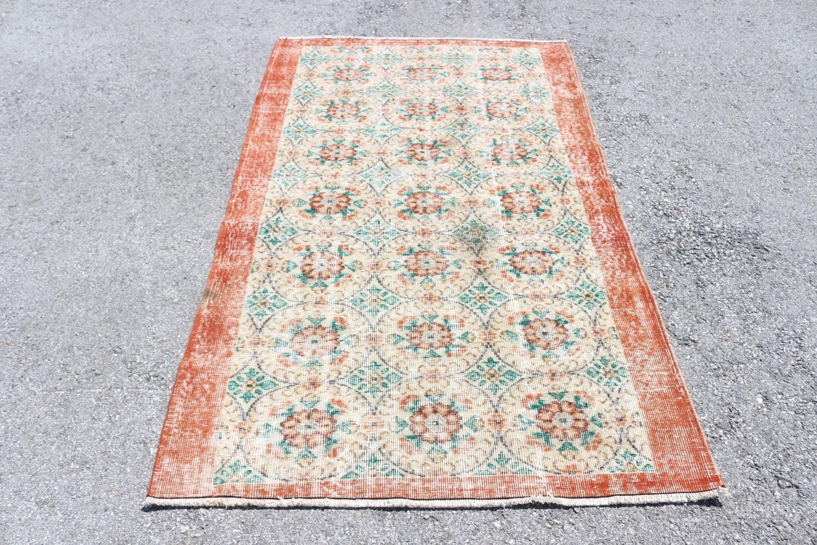Turkish Vintage Rug 3,9×6,46 ft (120×197 cm), Red Wool Rug