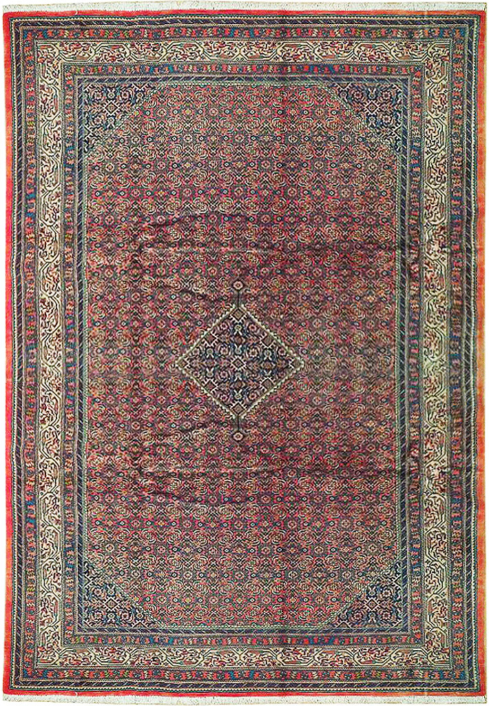7′ x 10′ Coral Red Fine Perrsian Kord Lilihan Bijaar Rug 72757