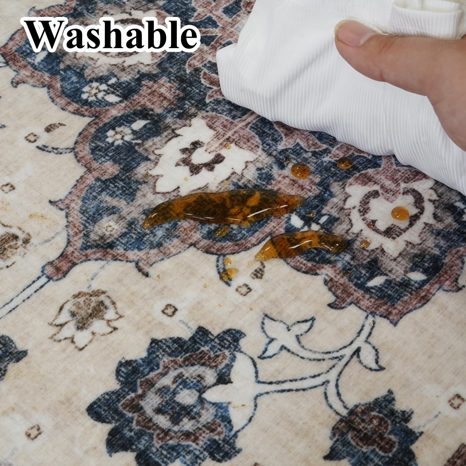 3×10 Washable Hallway Runner Rugs: Vintage Stain Resistant Rug for Kitchen Fl…