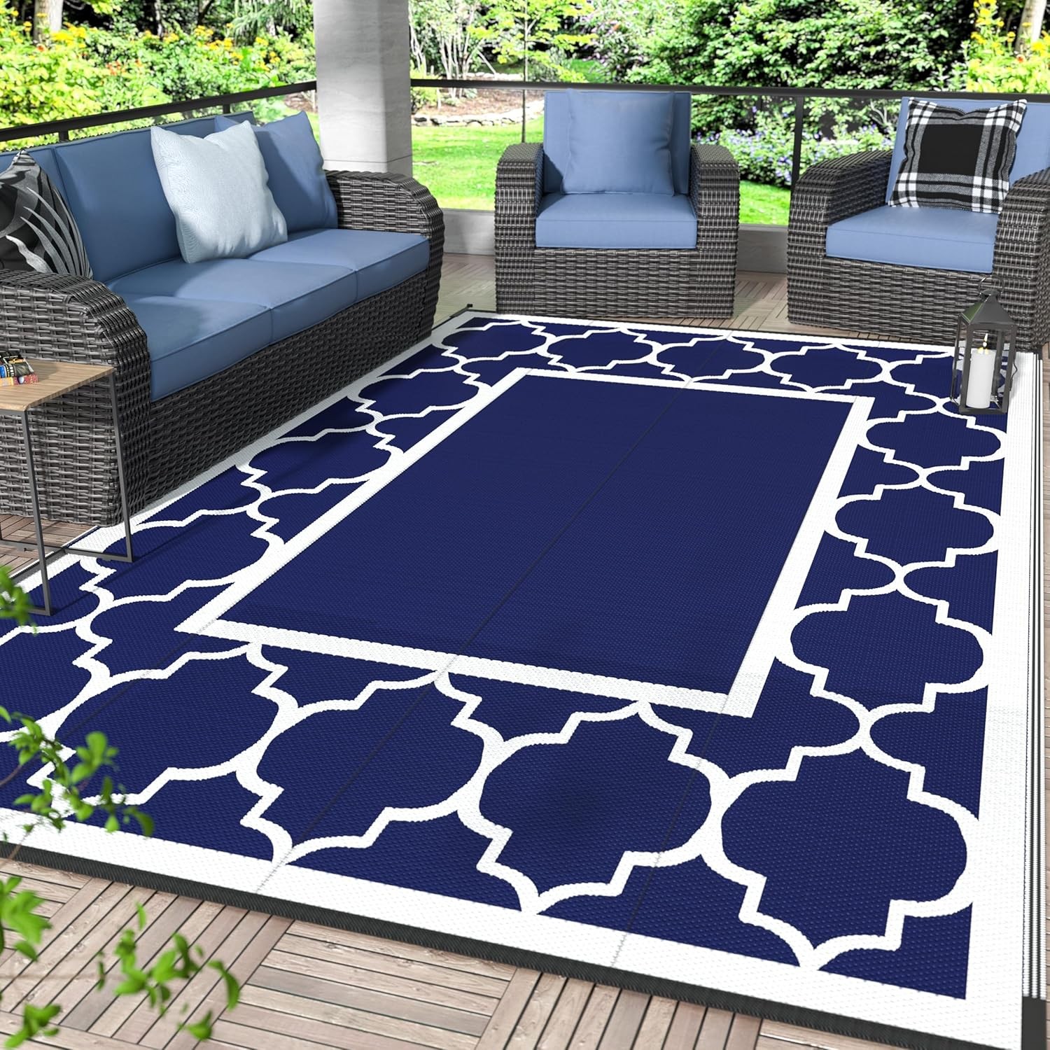 GENIMO 6′ x 9′ Outdoor Rug Waterproof for Patio Decor, Foldable Reversible Pl…