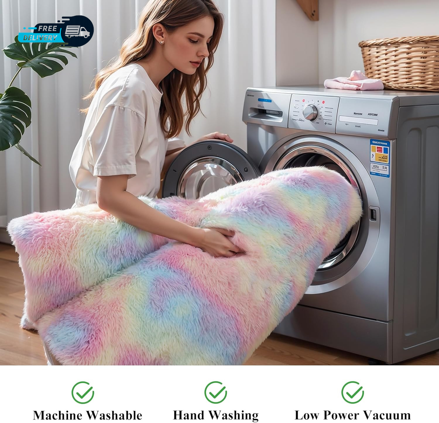 Washable 4X6 Rainbow Fluffy Shaggy Area Rugs Kawaii Princess Soft Plush Carpet