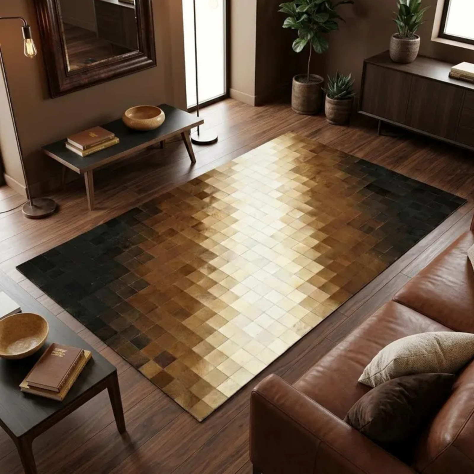 Handmade Real Cowhide Leather Patchwork Rug Hair On Hide Area Carpet 6×9,8×10