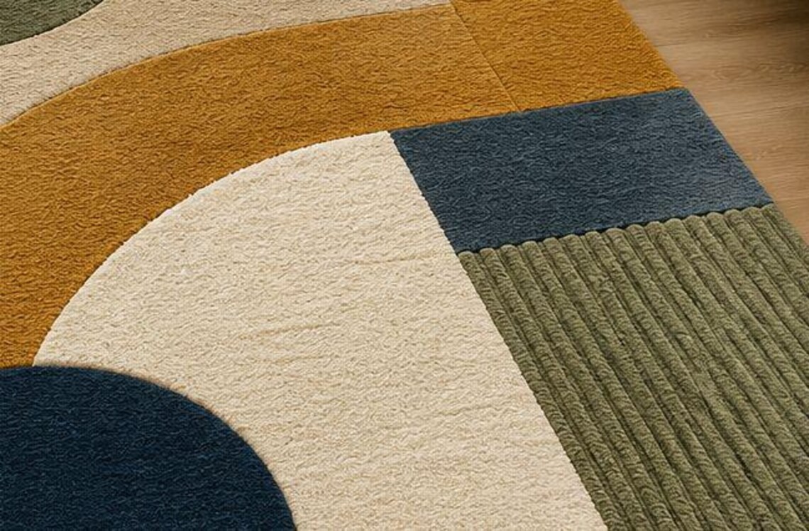 Hand Tufted Wool Rug | Abstract Geometric Multicolor Handmade Area Carpet