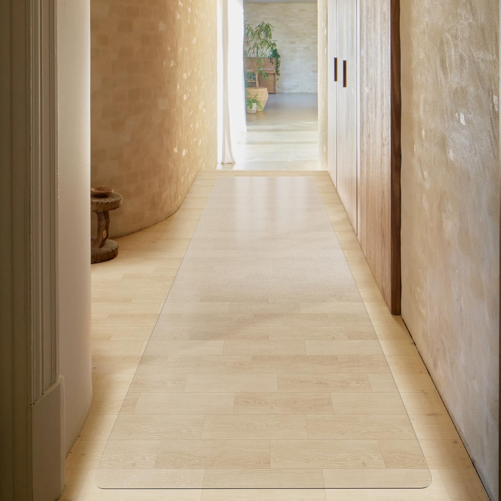 3’×10′ Frosted Clear Vinyl Runner Rug for Hallway, Waterproof No Spill Plasti…