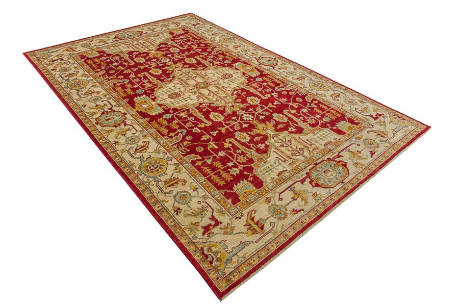 Afghan Chobi Ziegler Carpet Hand-Knotted 200X300 Red Oriental Wool