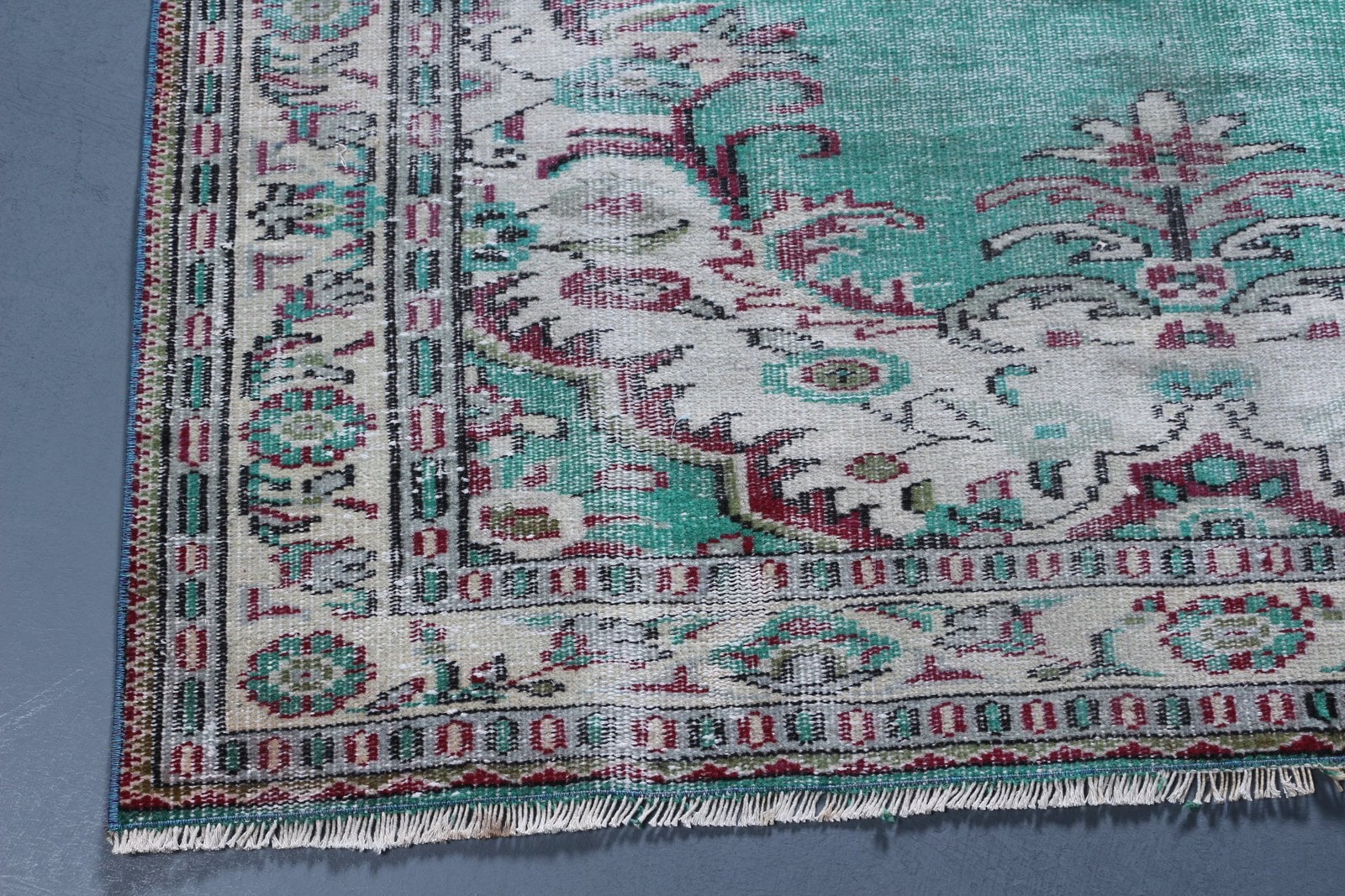 5,2×7,8 ft Large Turkish Rug, Vintage Rug, Blue Red Oriental Wool Rug