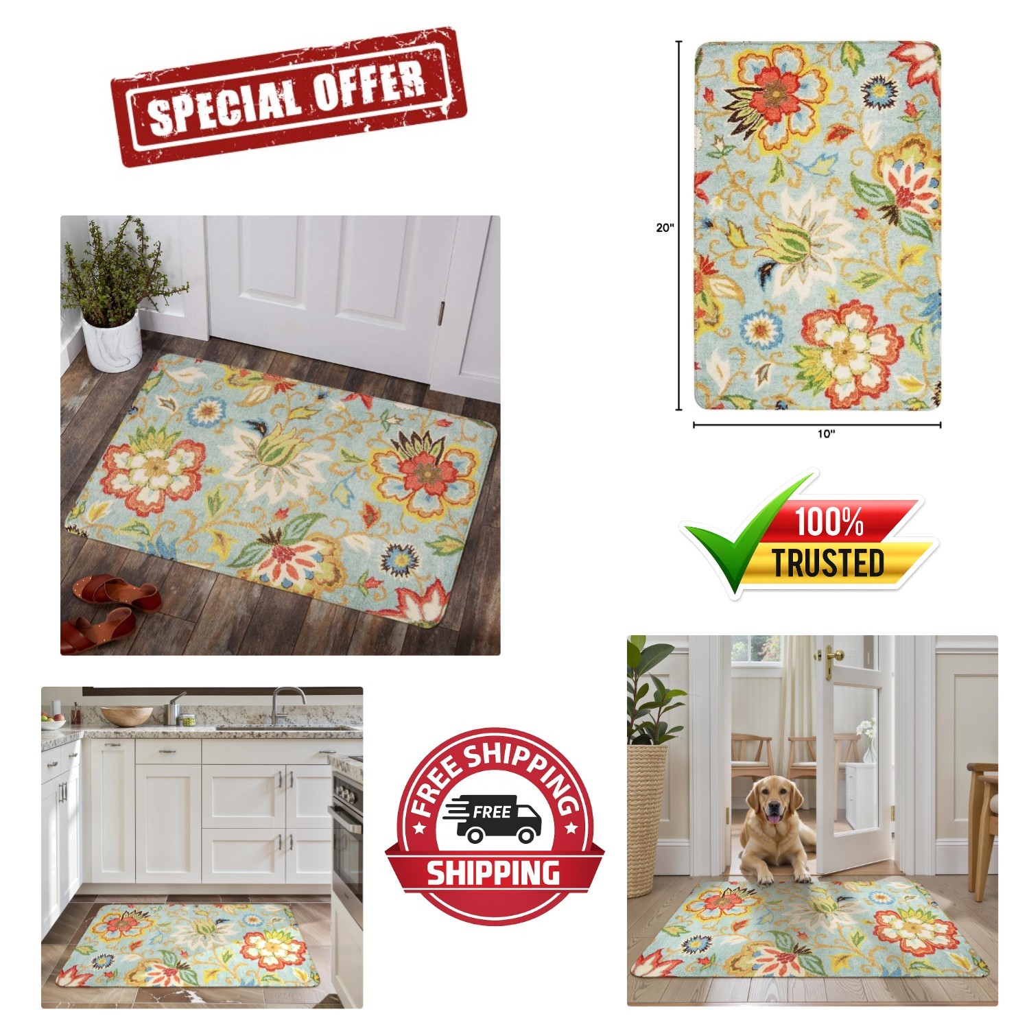 2’X 3’ Modern Floral Area Rug – Durable, Non-Slip with Elegant Paisley