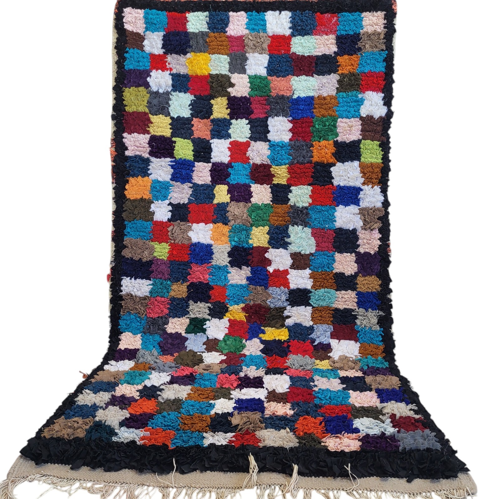 Vintage Moroccan Patchwork Beauty Berber Rug Handwoven Full Color Story Carpet