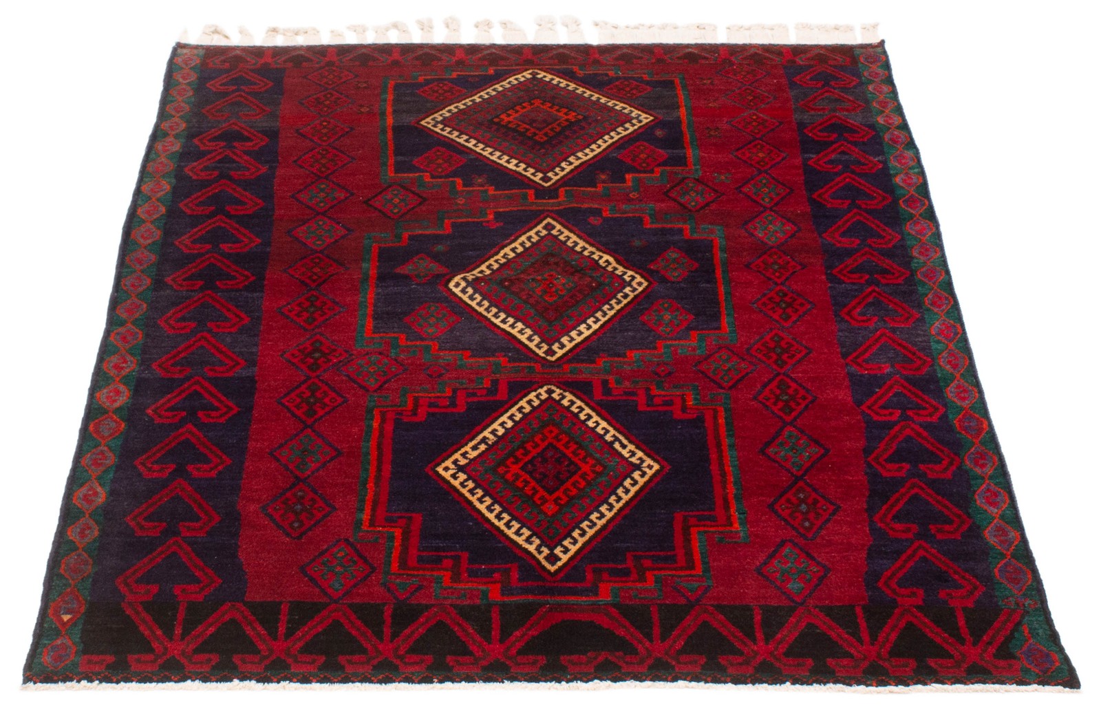 Vintage Geometric Area Rug 4’10” x 7’3″ Traditional Hand-Knotted Wool Carpet