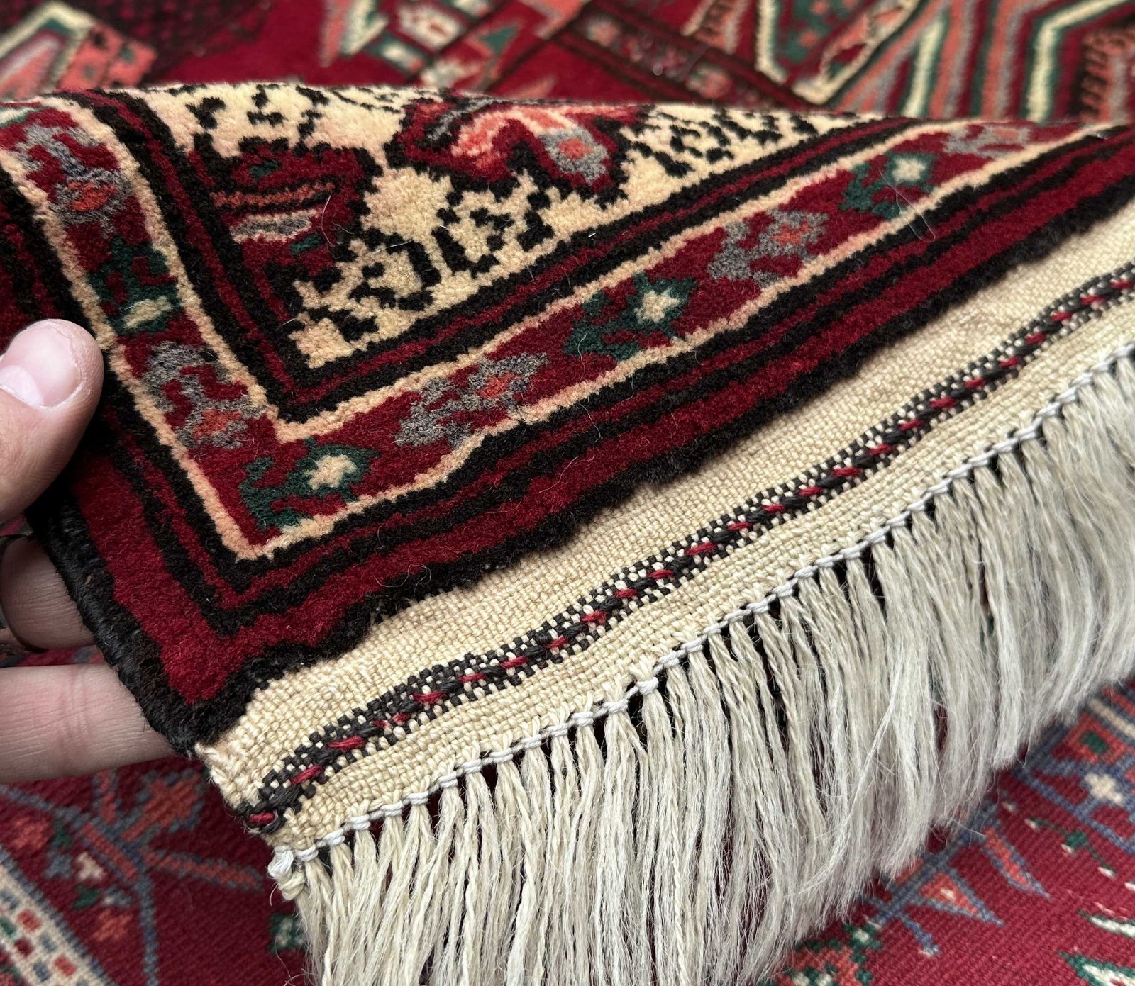 3×4 Afghan Baluchi Rug Handmade Wool Prayer Rug Beljik Fine Red Blue Tribal Rug