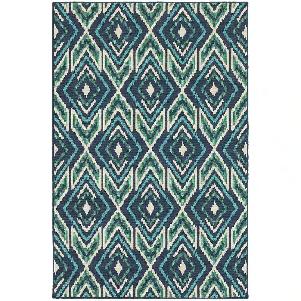 Boutique Blue Aqua 7 Ft. X 10 Ft. Outdoor Patio Area Rug