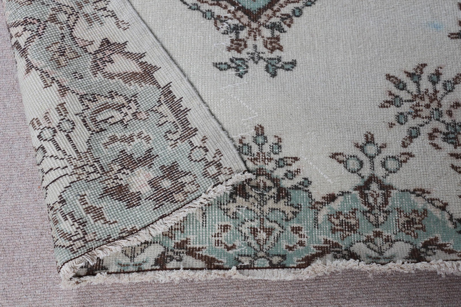 3,9×6,8 ft Vintage Turkish Rug, Area Rug, Blue Brown Southwestern Wool Rug