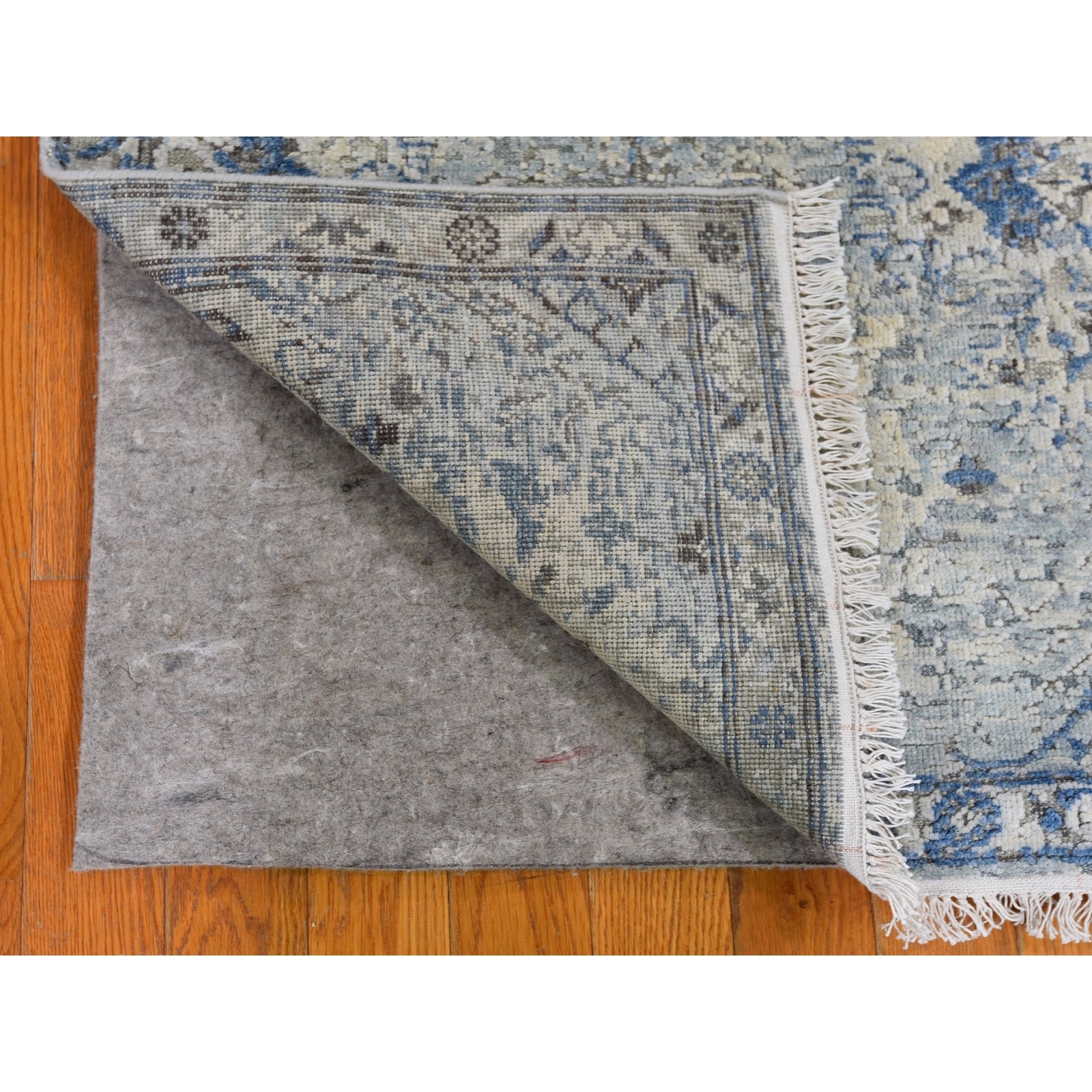 2’6″x6′ Distressed Oushak Pure Silk – Text Wool Wide Runner Hand Made Rug R59743