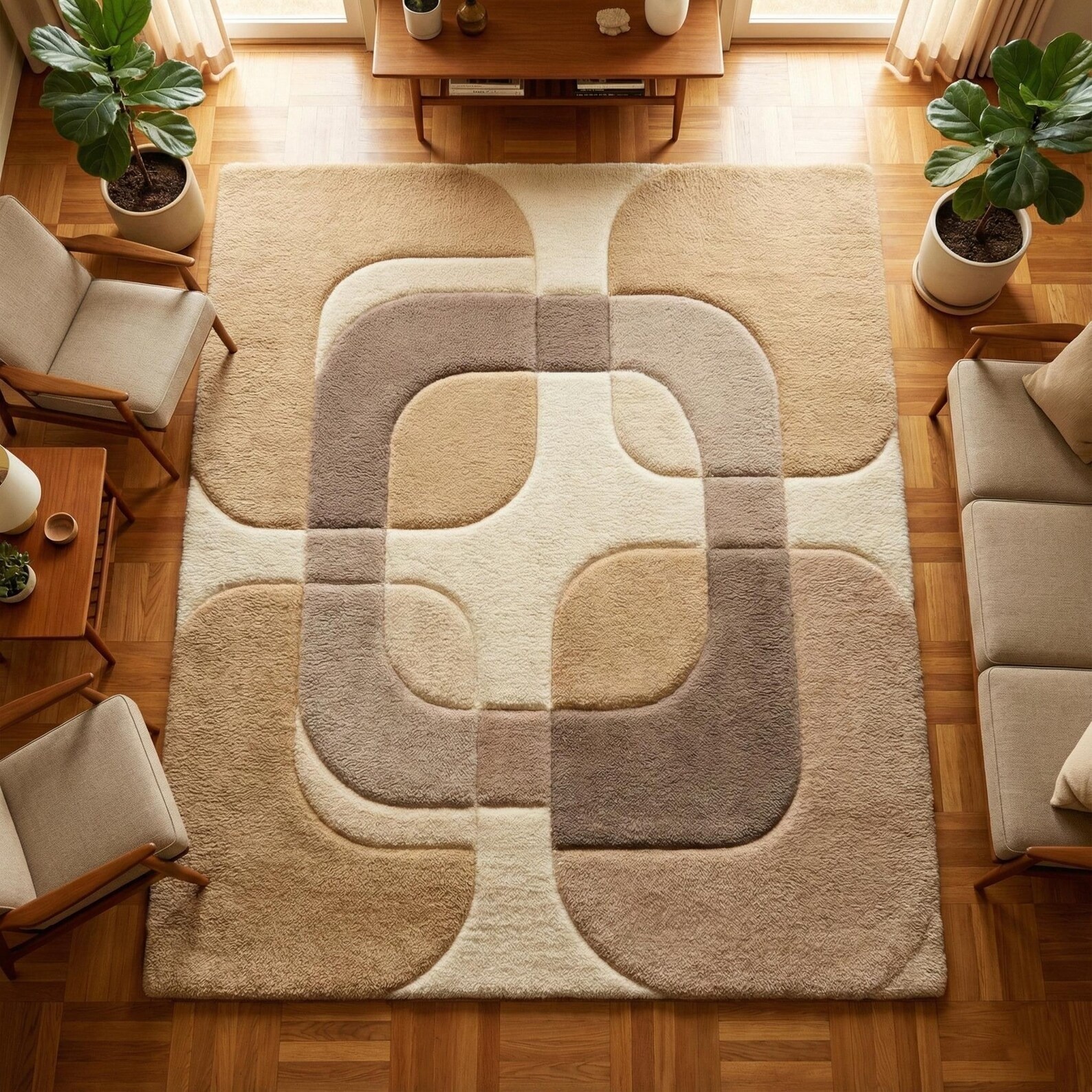 Handmade Rug | Retro Wool Rug | Wool Rugs | Living Room Rug | Tufted A483