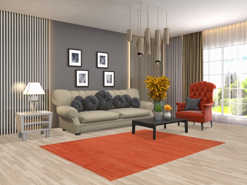 Versatile Gabbeh Solid Design Orange Modern Foyer Rug Ideal for Any Room 5×7