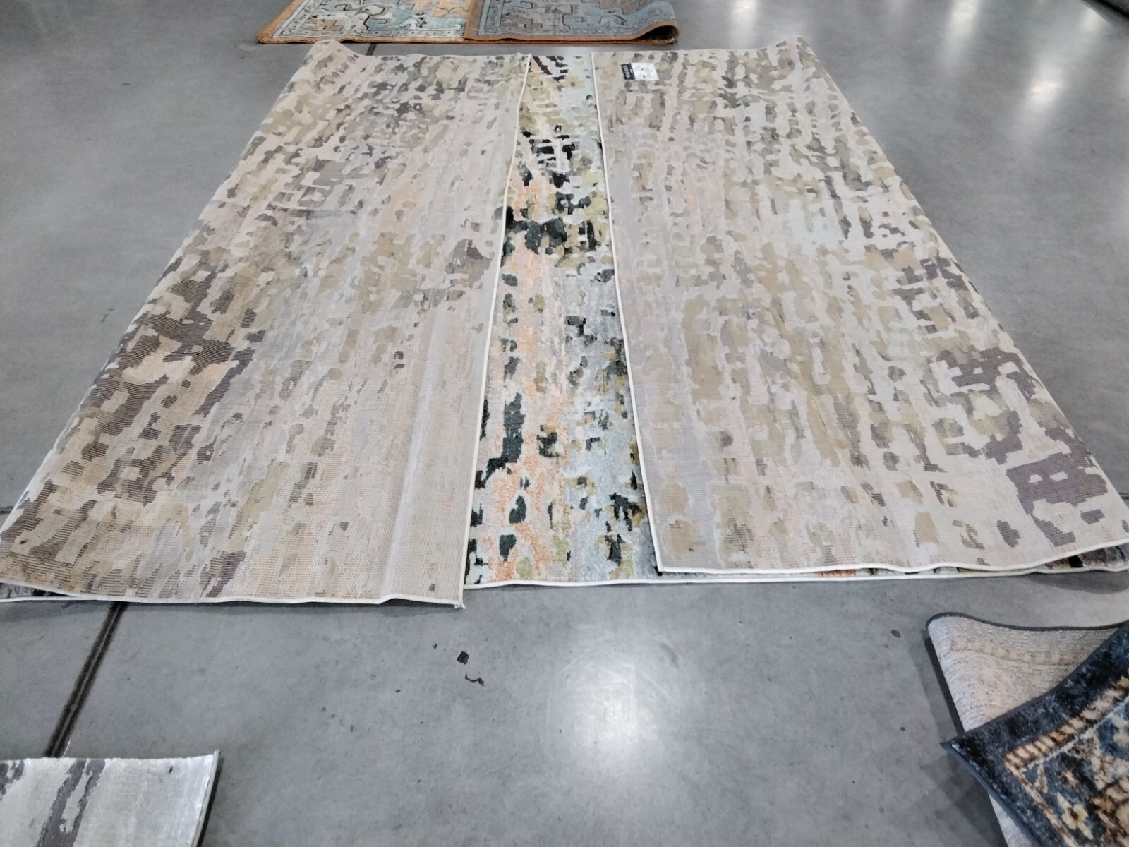 BEIGE / NAVY 10′ X 14′ Back Stain Rug, Reduced Price 1172741345 MAD454A-10