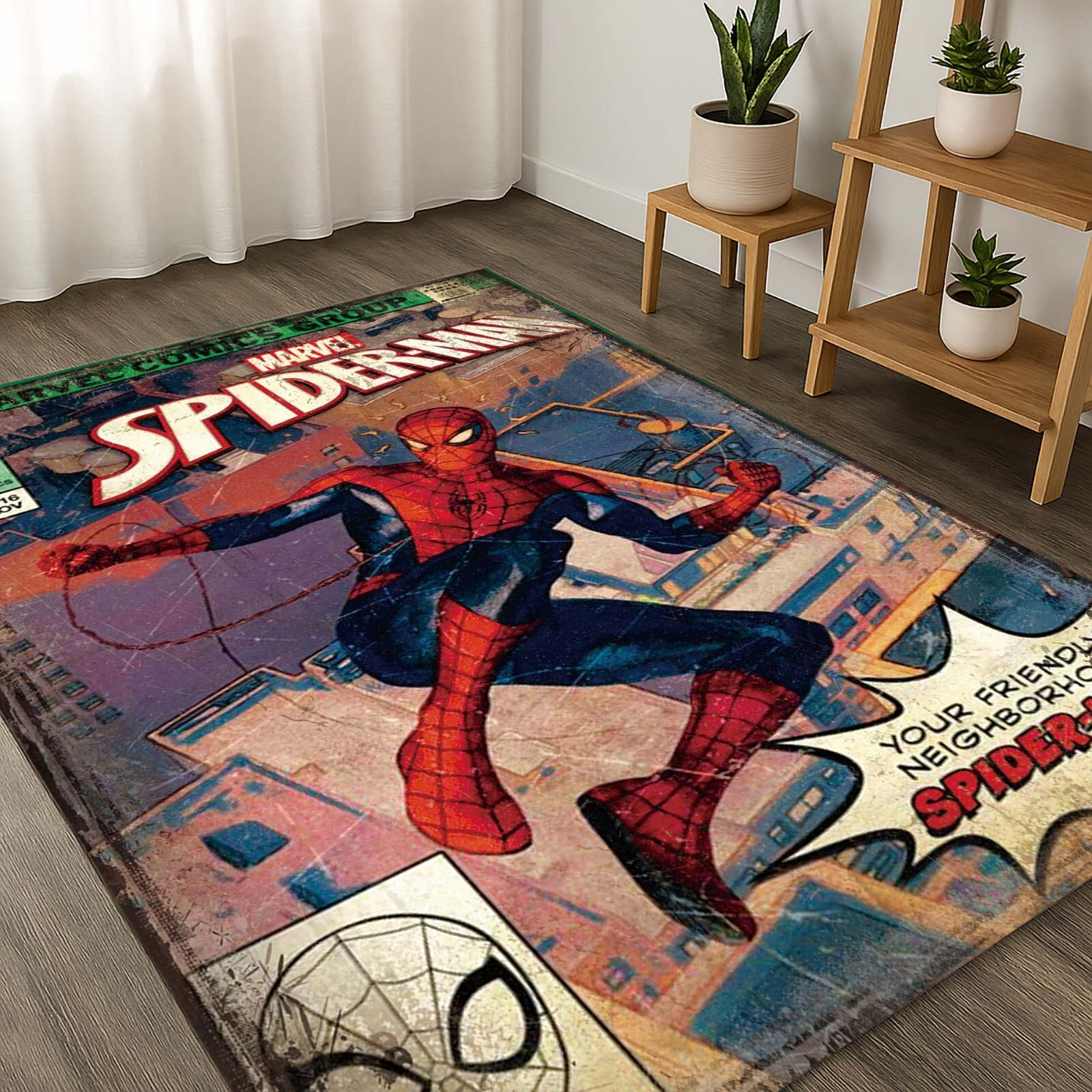 Spiderman Rug, Hero Carpet, Comic Room Rug, Marvel Decor, Superhero Mat, Kids
