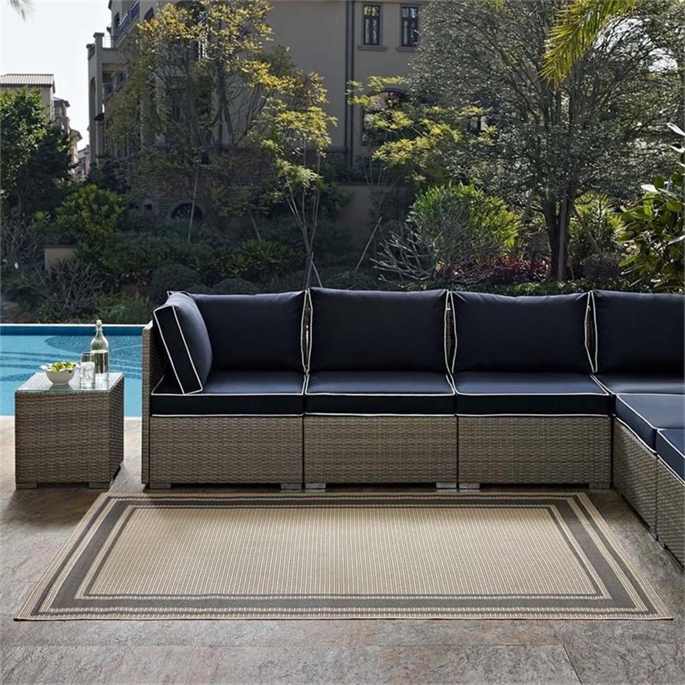 Modway Rim 63×90.5″ Solid Border Indoor and Outdoor Area Rug in Gray and Beige