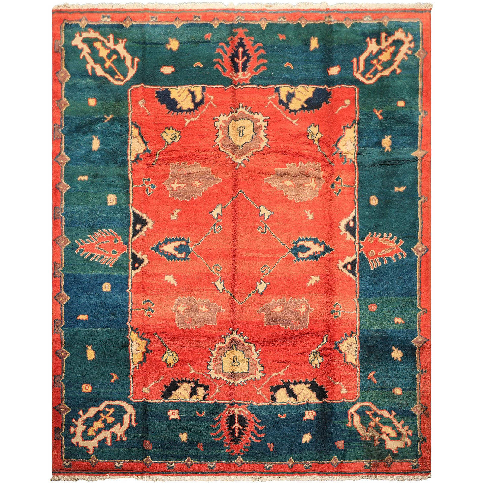 Authentic Turkish Oushak Vegetable dye Area Rug 9’3″x10’11” Hand Knotted Wool