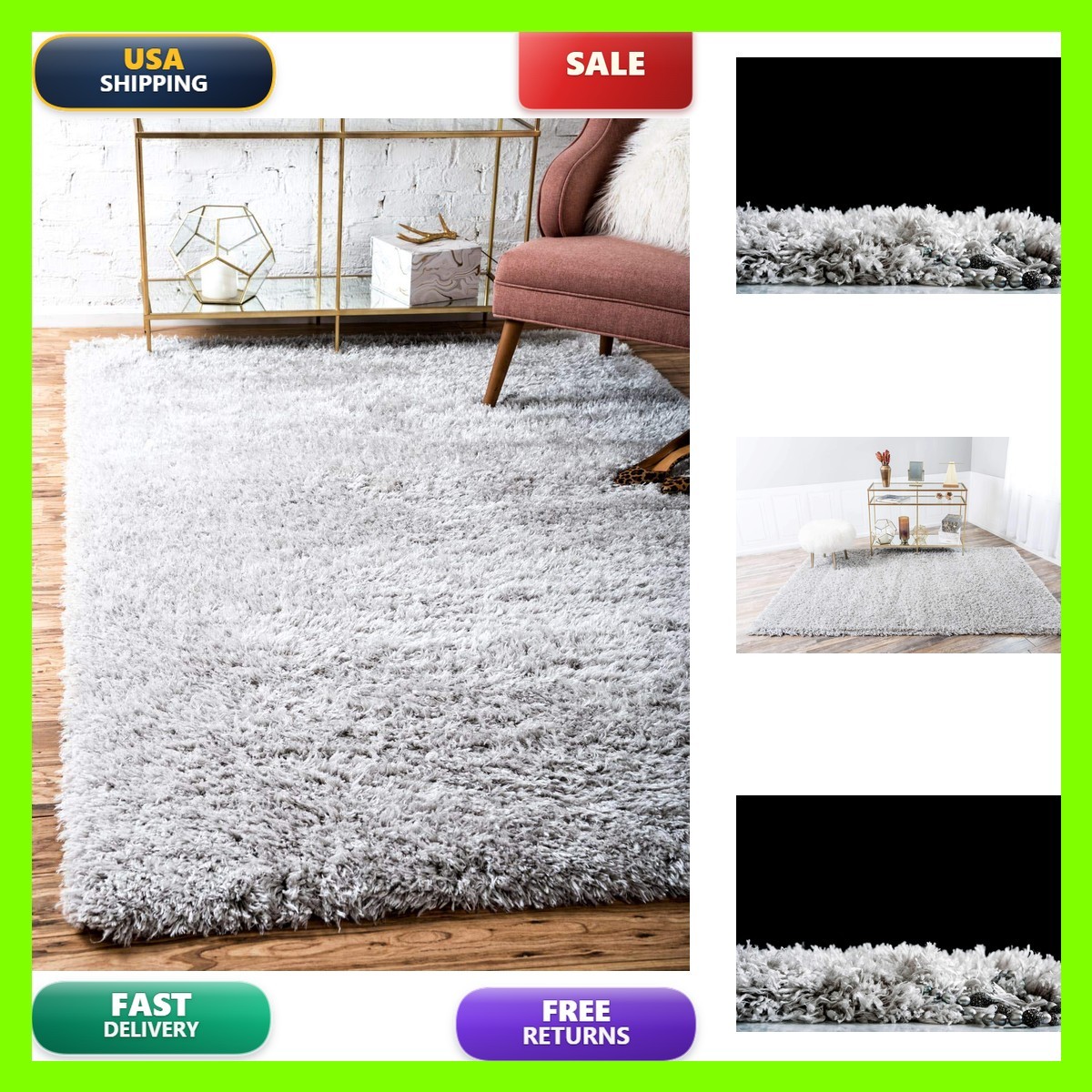 Unique Loom Opulence Shag Collection Area Rug – 4 1 X 6 1 Rectangle