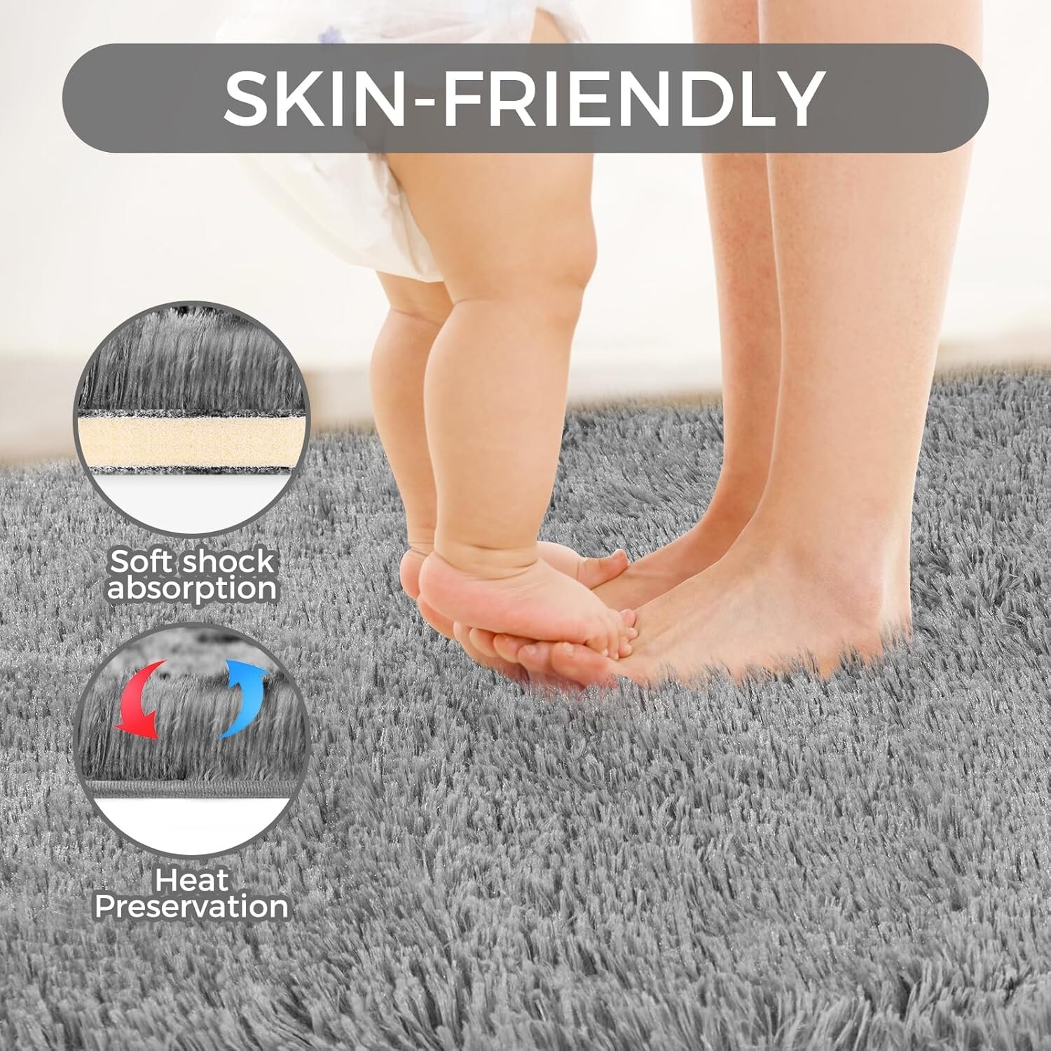 Fuzzy Shag Carpet 5′ x 7’11” – Ultra Soft Modern Rug for Teen & Family Spaces