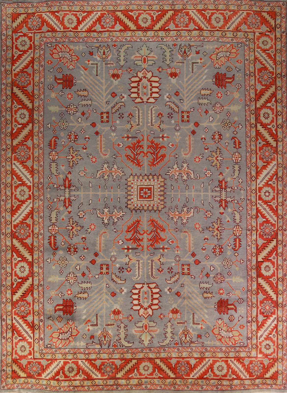 Bohemian Oushak Indian Living Room Rug Hand-Knotted Large Rugs 12×15 ft Grey