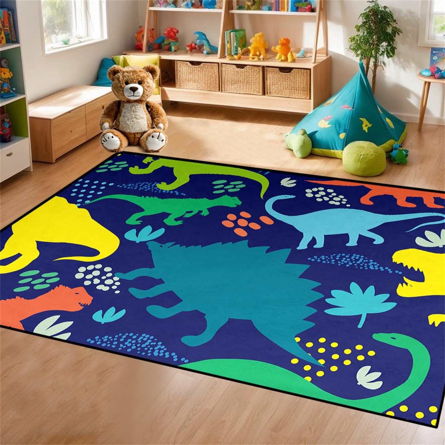 Dinosaur Rug – Dinosaur Rugs for Boys Bedroom Cartoon Dino Carpet for Boys Ki…