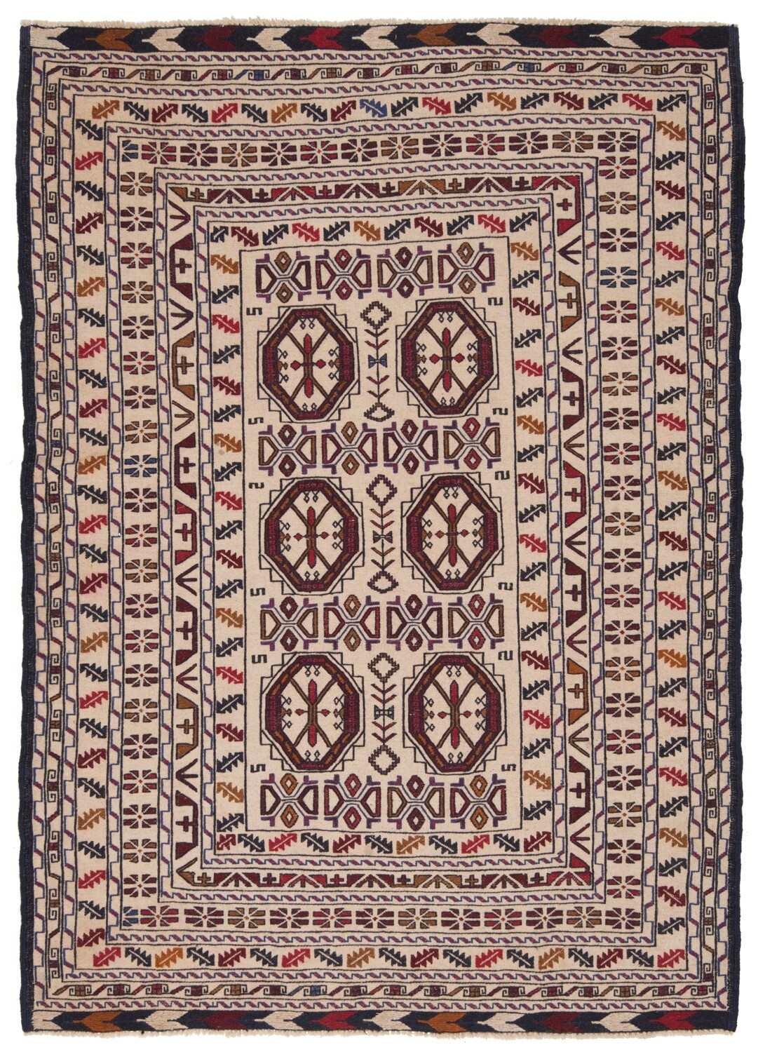 Kelim Sumach 190×130 cm Handwoven Nomadic Kilim Carpet Beige