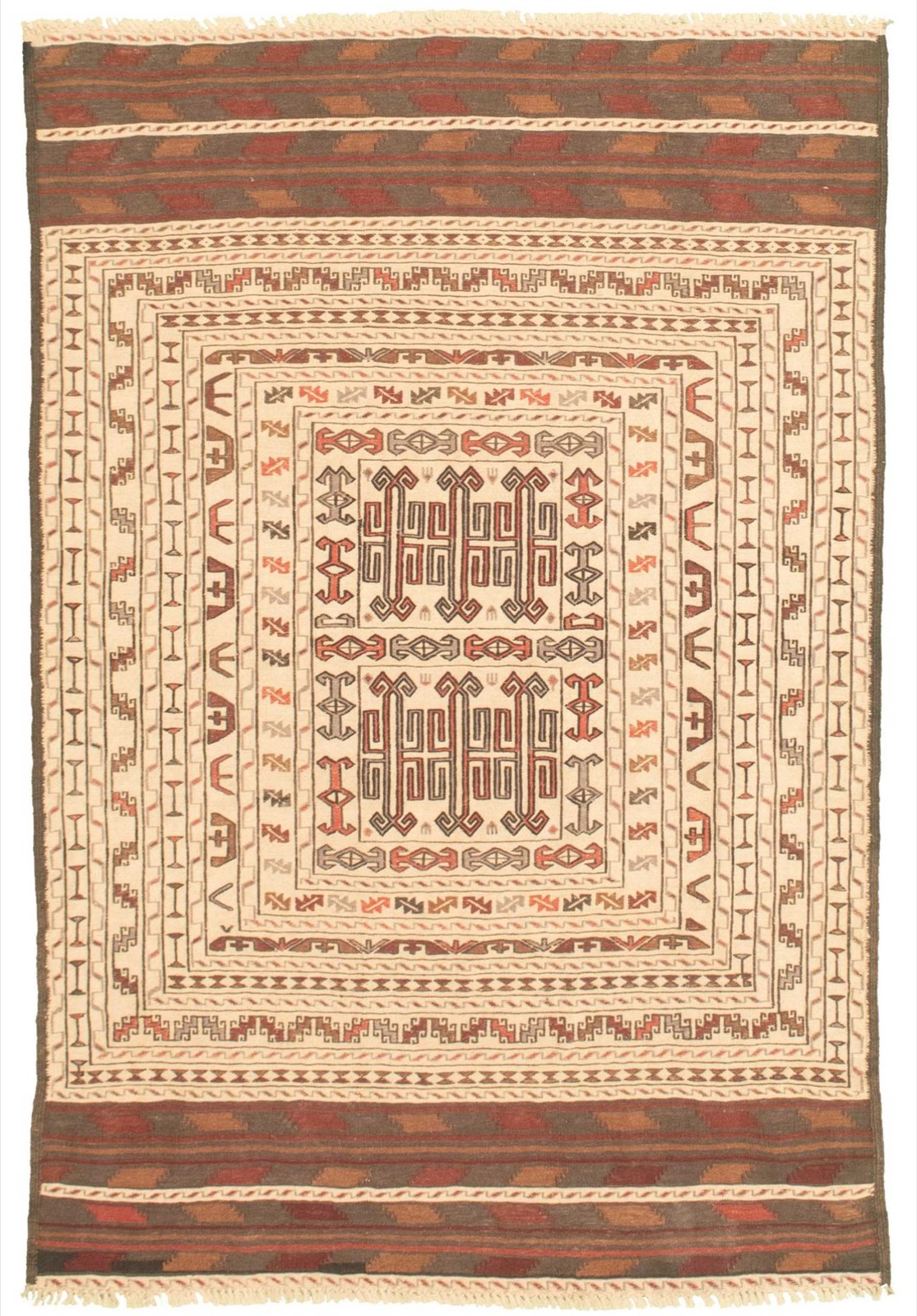 Vintage 4’5″ x 5’10” Traditional Wool Hand Woven Oriental Area Rug