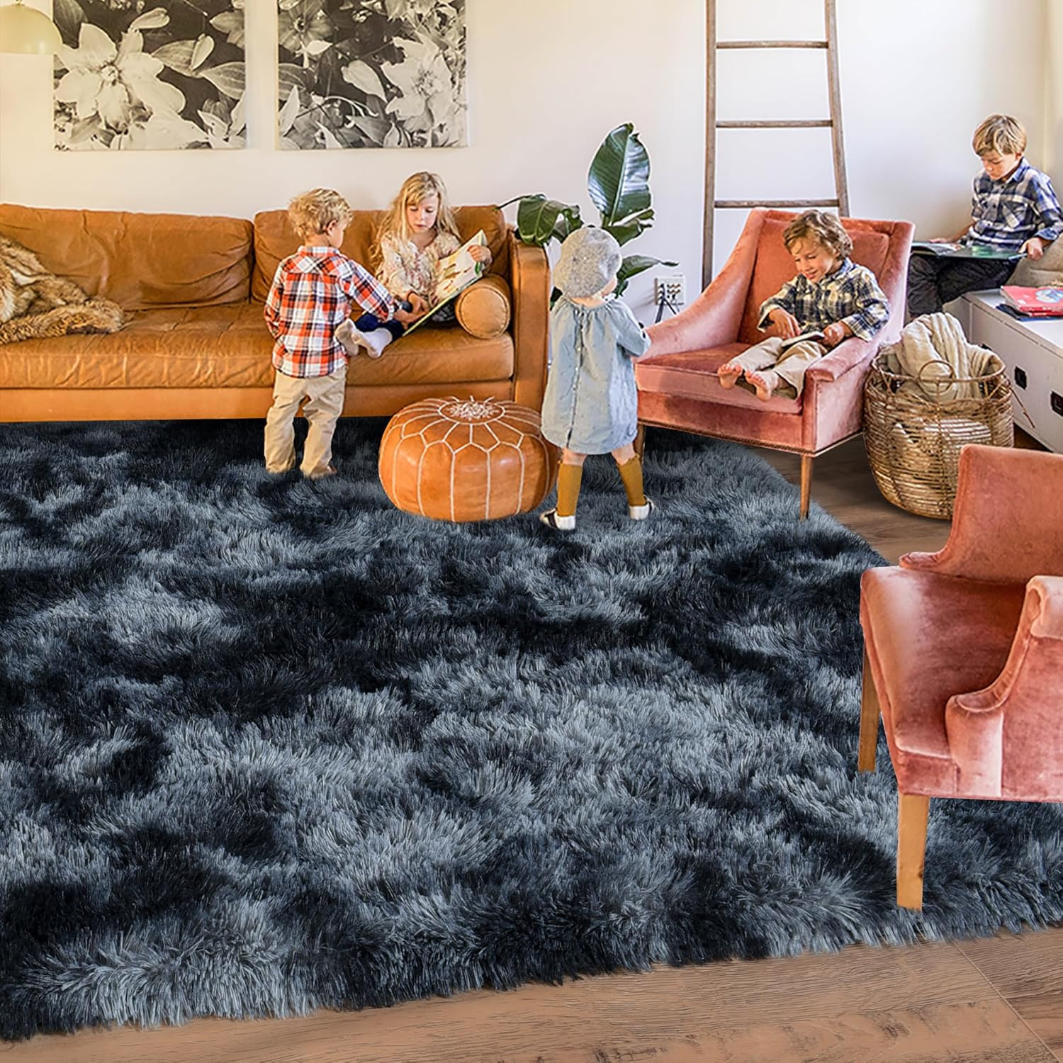 Soft Shag 8×10 Area Rug – Non-Slip Plush Carpet for Living Room & Bedroom