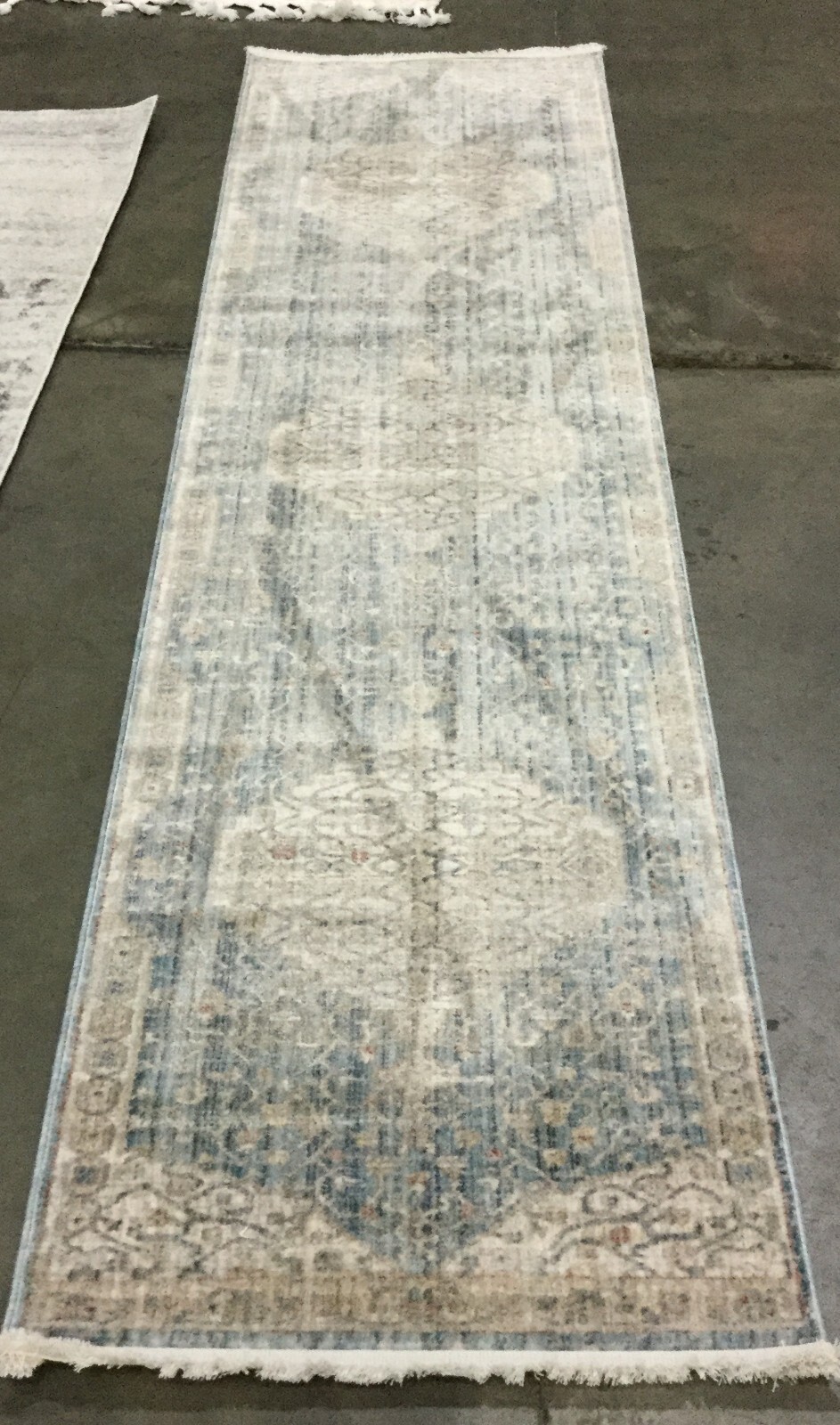 BLUE / IVORY 2′-2″ X 8′ Back Stain Rug, Reduced Price 1172657098 KRA661M-28