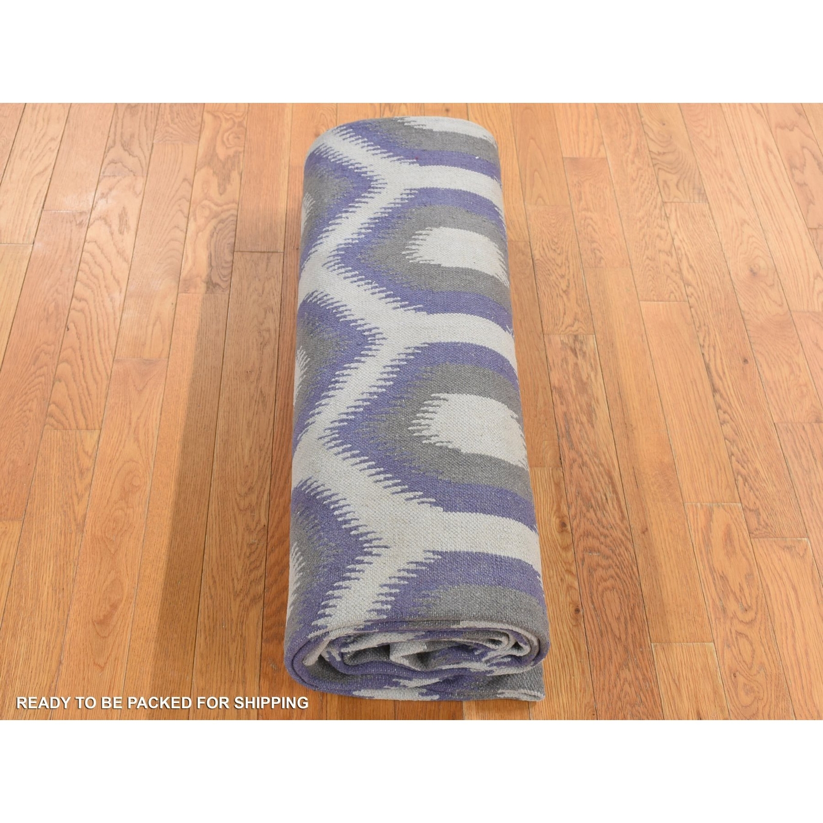 8’10” x 12’2″ Blue Kilim Flat Weave Hand Woven Wool Reversible Rug R87860